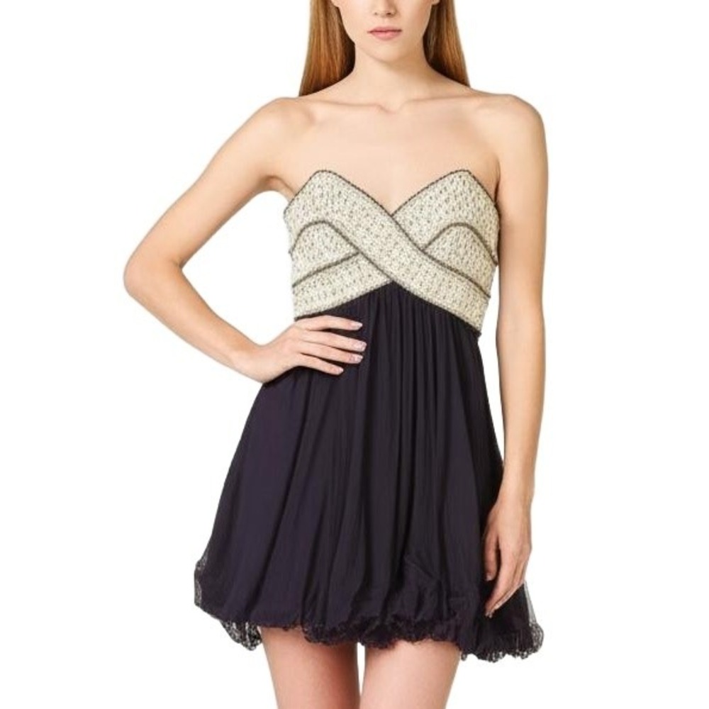 Blondie Nites Strapless Mini Bubble HOCO Dress 9 Purple Formal Glam Beaded Tulle